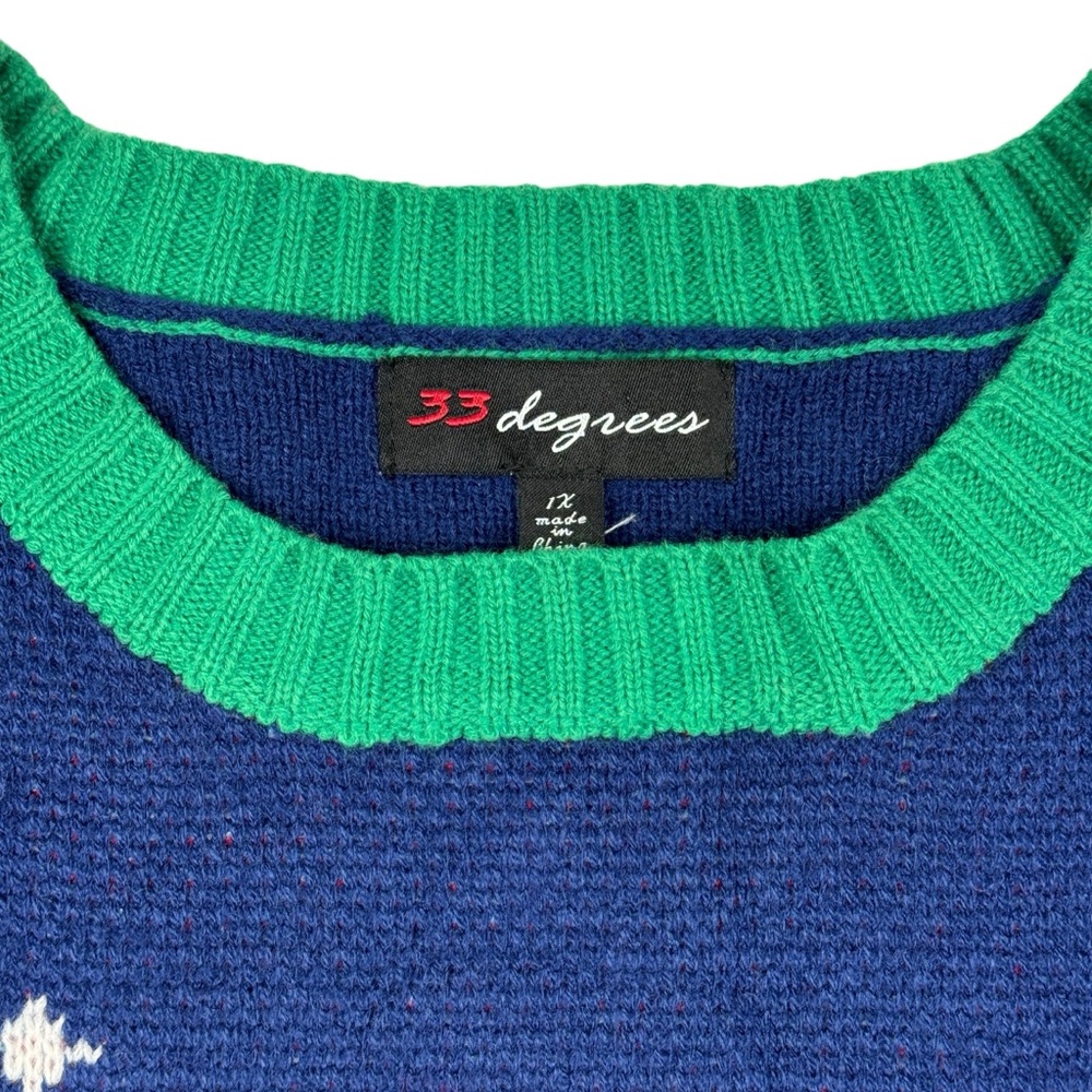 33 Degrees Ugly Christmas Sweater Sz XL Alpine Skiers Skiing Pine Trees Holiday - Picture 8 of 13